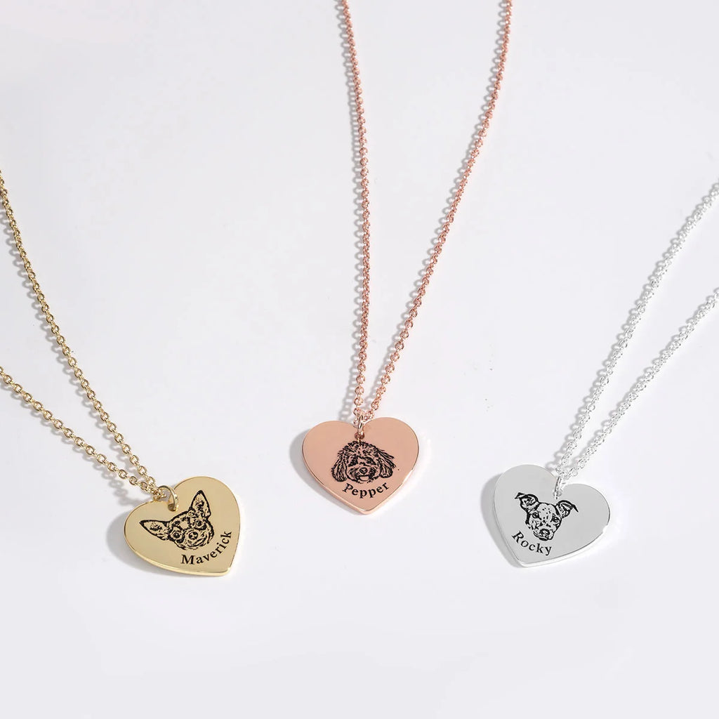 Collier Personnalisé Tête en Cœur