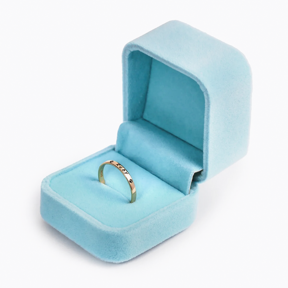 Coffret à Bague en Velours Bleu